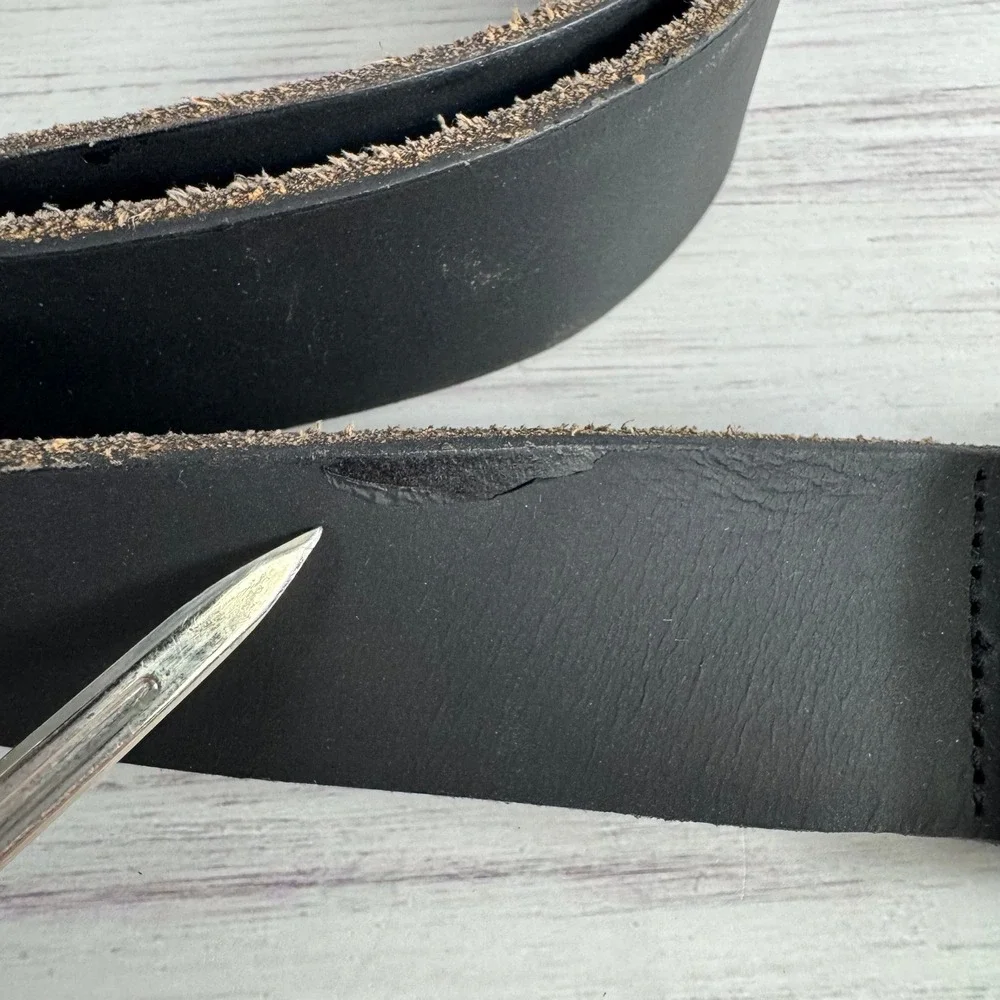 Vatan Mens Black Genuine Leather Belt Size 36 Casual Rugged‎ Workwear Buckle